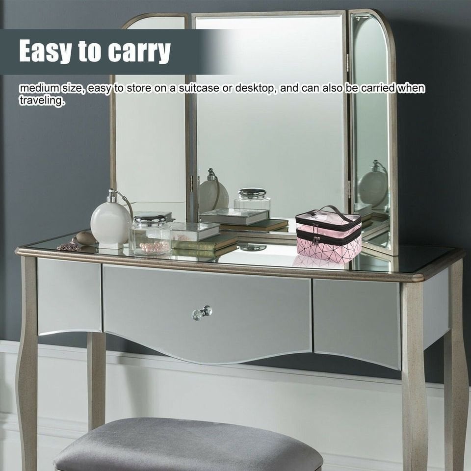 Double Layer Transparent Cosmetic Makeup Bag With Zipper Travel Organizer 8512797475118-1