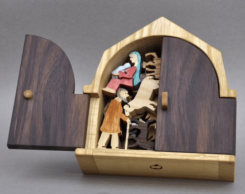 Wooden Scene Set Stable Figurines Religious Decoration 9636197171502-1