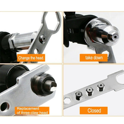 Professional Rivet Gun Adapter Kit With 4Pcs Different Matching Nozzle Bolts 8670963958041-1