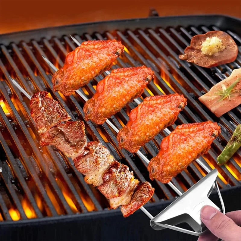 Stainless Steel Triple Skewer Set For Perfect Grilling Barbecue Cooking 14975529288006-1
