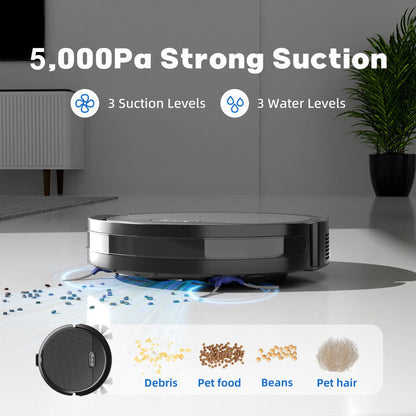 Robot Vacuum And Mop, 3 In 1 Combo Cleaner For Home With Pet Hair And Hard Floor, 5000Pa Suction, 120 Mins Run Time,Self-Charging,Super Thin Body 9013914992860-1