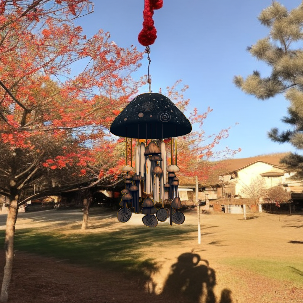 Metal Mushroom Campanula Wind Chime Art For Home Garden 9827326624046-1