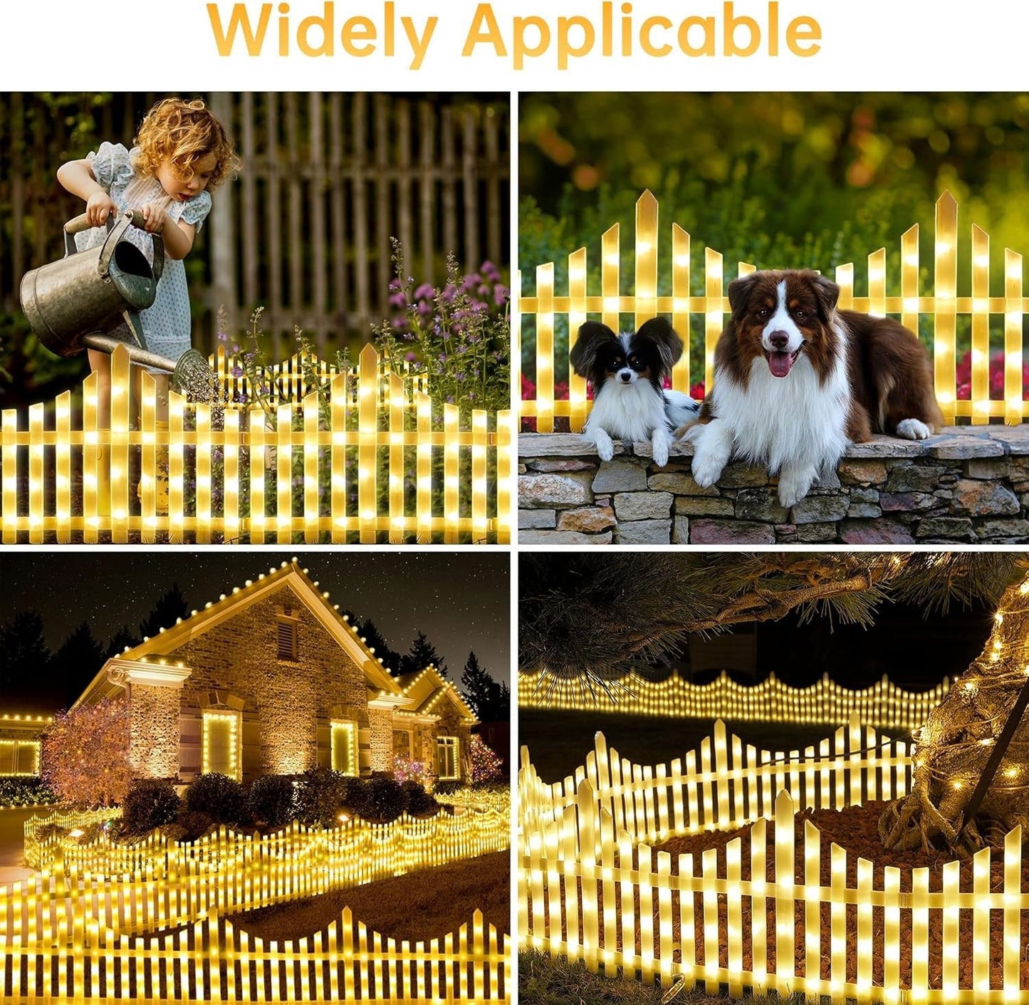 5 Pack Wave-Shaped Solar LED Lighted Garden Fence 9582323859758-1