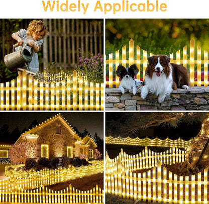 5 Pack Wave-Shaped Solar LED Lighted Garden Fence 9582323859758-1