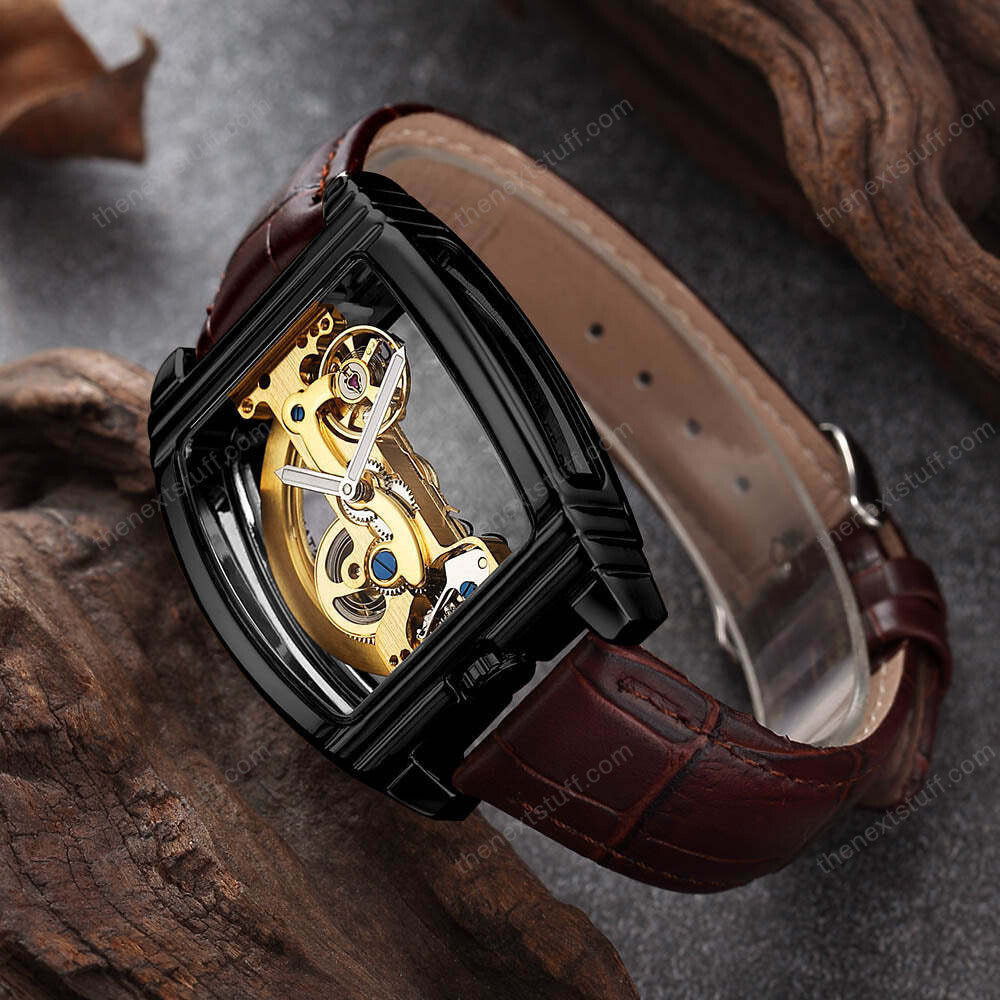 Transparent Automatic Mechanical Steampunk Skull Luxury Gear Watch 8804257497369-1