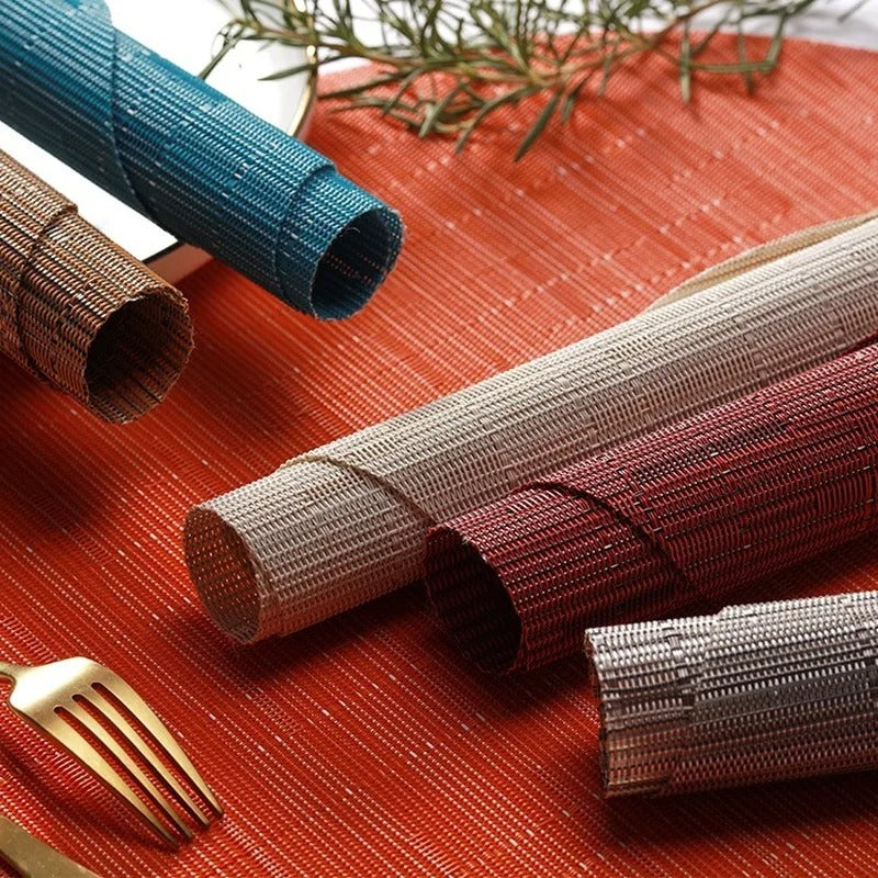 Eco-Friendly Bamboo Oval Table Placemats Heat-Resistant Washable Dining Mats 14815677579590-1