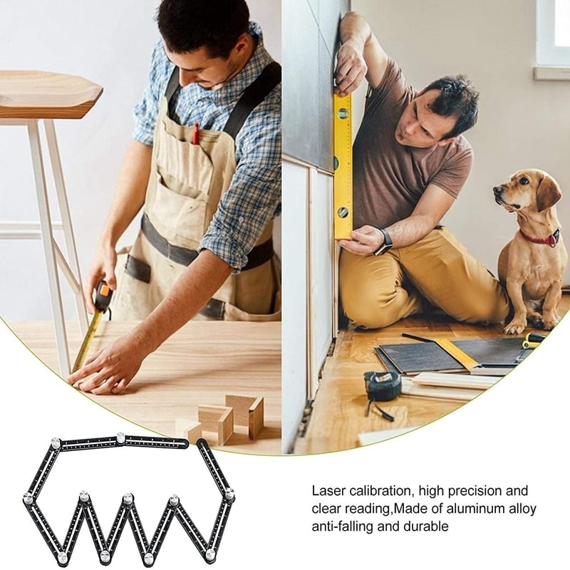 Aluminum Alloy Multi Angle Measuring Ruler Template Adjustable Tool 9824343982382-1