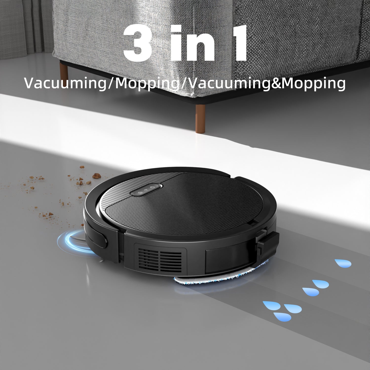 Robot Vacuum And Mop, 3 In 1 Combo Cleaner For Home With Pet Hair And Hard Floor, 5000Pa Suction, 120 Mins Run Time,Self-Charging,Super Thin Body 9013914992860-1