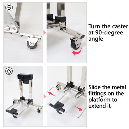 Stainless Steel Folding Luggage Trolley Travel Mini Shopping Trolley with Two Wheels 8657755668761-1