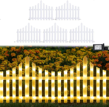 5 Pack Wave-Shaped Solar LED Lighted Garden Fence 9582323859758-1