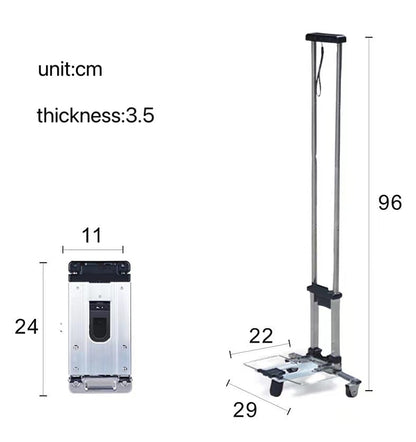 Stainless Steel Folding Luggage Trolley Travel Mini Shopping Trolley with Two Wheels 8657755668761-1