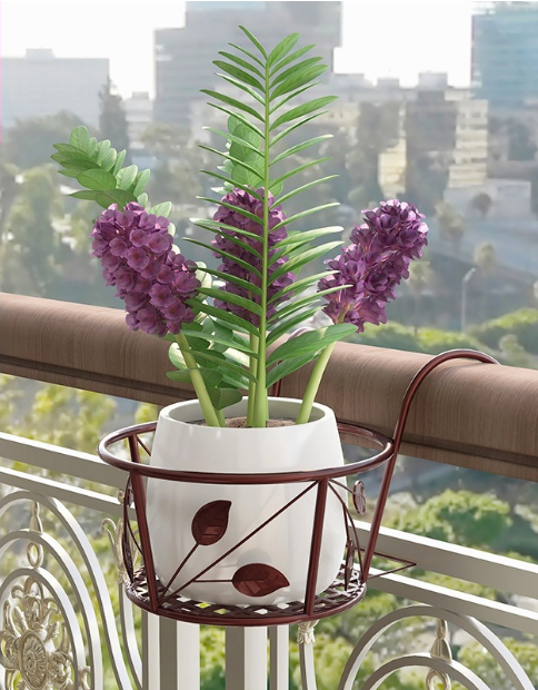 Metal Hanging Flower Pot Stand Balcony Rail Garden Plant Holder 9774297612590-1