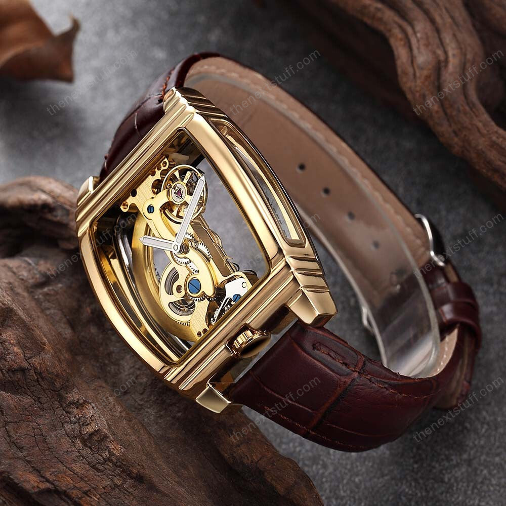 Transparent Automatic Mechanical Steampunk Skull Luxury Gear Watch 8804257497369-1
