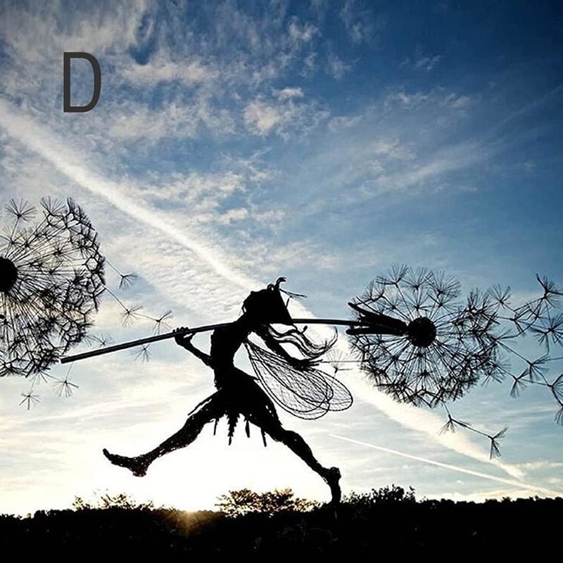 Dancing Fairy Dandelion Metal Garden Wind Spinner 8745888547150-1