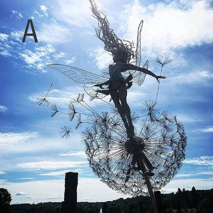 Dancing Fairy Dandelion Metal Garden Wind Spinner 8745888547150-1