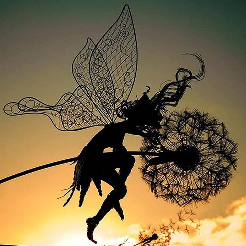 Dancing Fairy Dandelion Metal Garden Wind Spinner 8745888547150-1