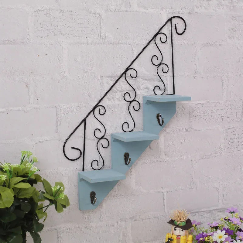 Scandinavian Wind Iron Hanging Hook Shelf With Flower Pot Holders 14815654347078-1