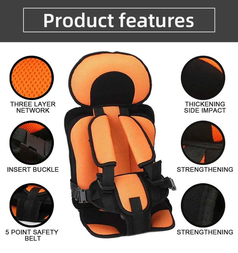 Safe Portable Baby Car Seat with Belt Vest - 6 Months To 12 Years Old