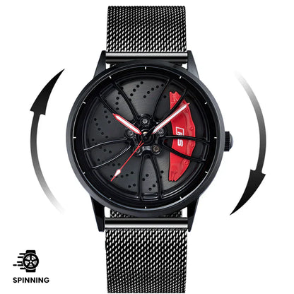 Spinning Wheel Watch Stainless Steel Strap Durable Stylish Design 14972383101254-1