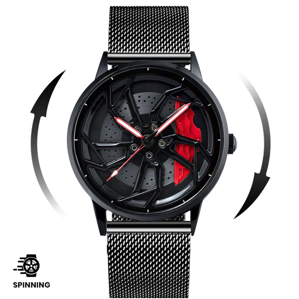Spinning Wheel Watch Stainless Steel Strap Durable Stylish Design 14972383101254-1