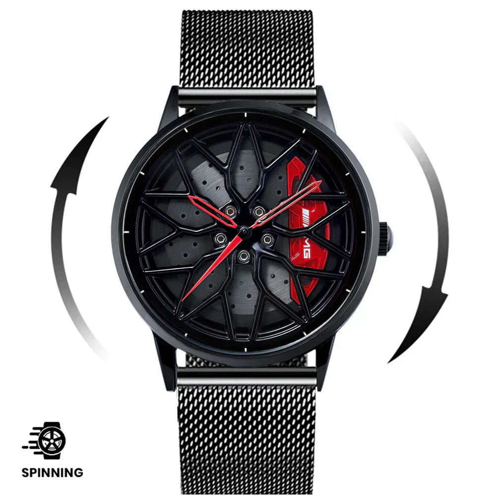 Spinning Wheel Watch Stainless Steel Strap Durable Stylish Design 14972383101254-1