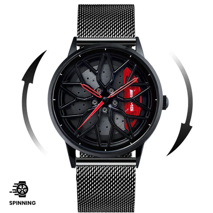 Spinning Wheel Watch Stainless Steel Strap Durable Stylish Design 14972383101254-1