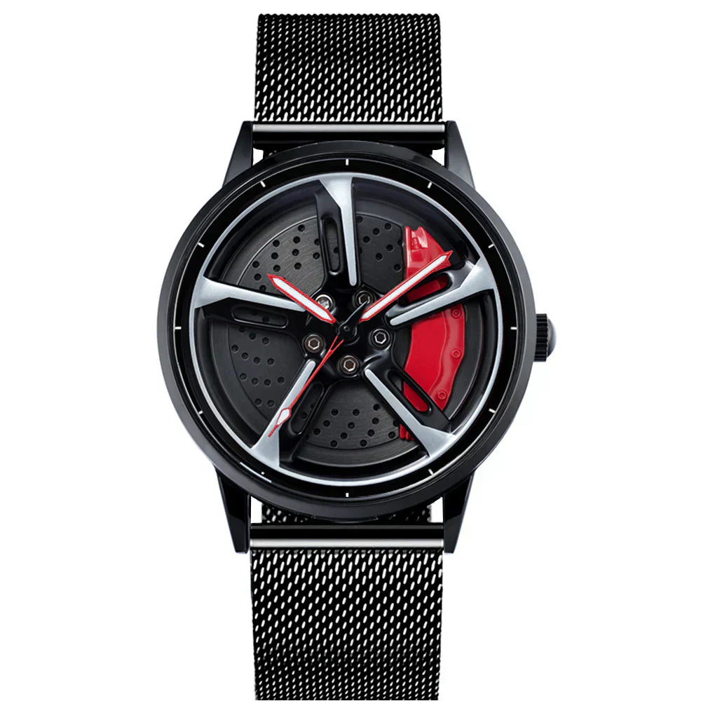 Spinning Wheel Watch Stainless Steel Strap Durable Stylish Design 14972383101254-1