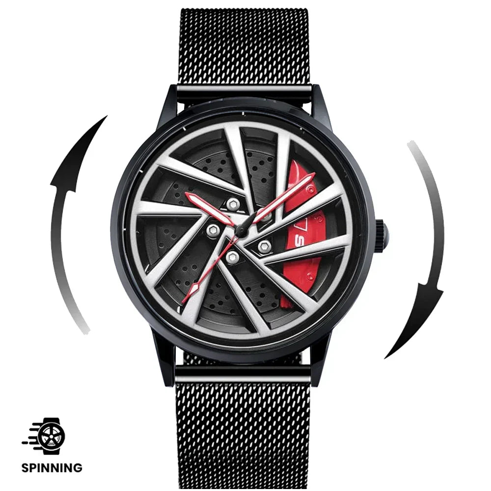 Spinning Wheel Watch Stainless Steel Strap Durable Stylish Design 14972383101254-1