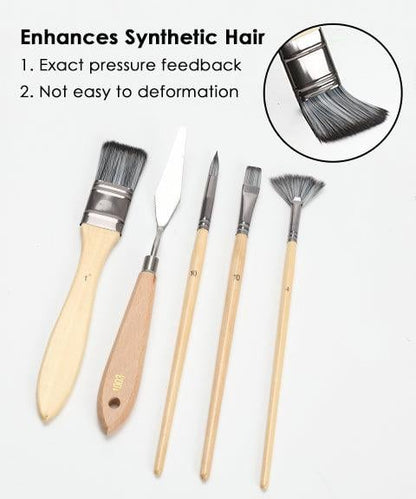 Professional Art Brush With Natural Wood Handles Set Of 24 9080597971246-1