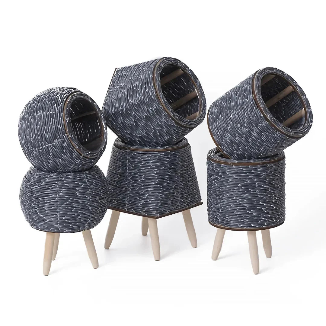 Nordic Hand-Woven Imitation Rattan Flower Pot 14815605719366-1