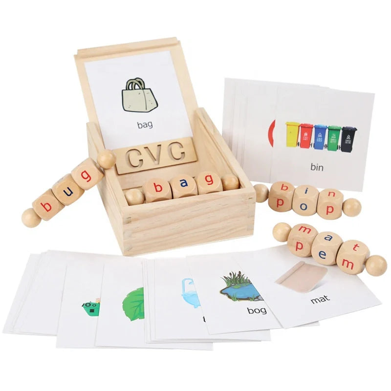 Wooden Reading Block Set for Toddlers’ Early Literacy and Word Practice 10798656815438-1