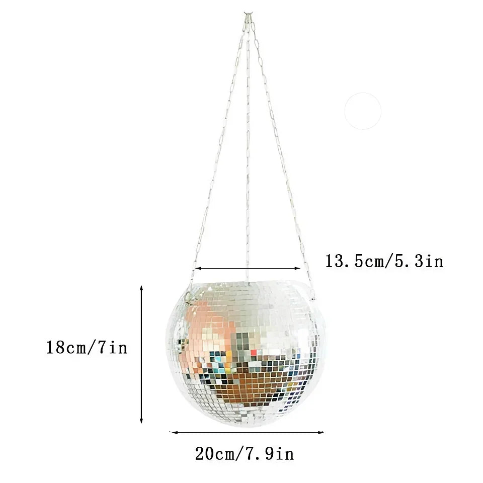 Reflective Hanging Planter Mirror Ball Pot For Indoor Garden Décor 14815631573318-1