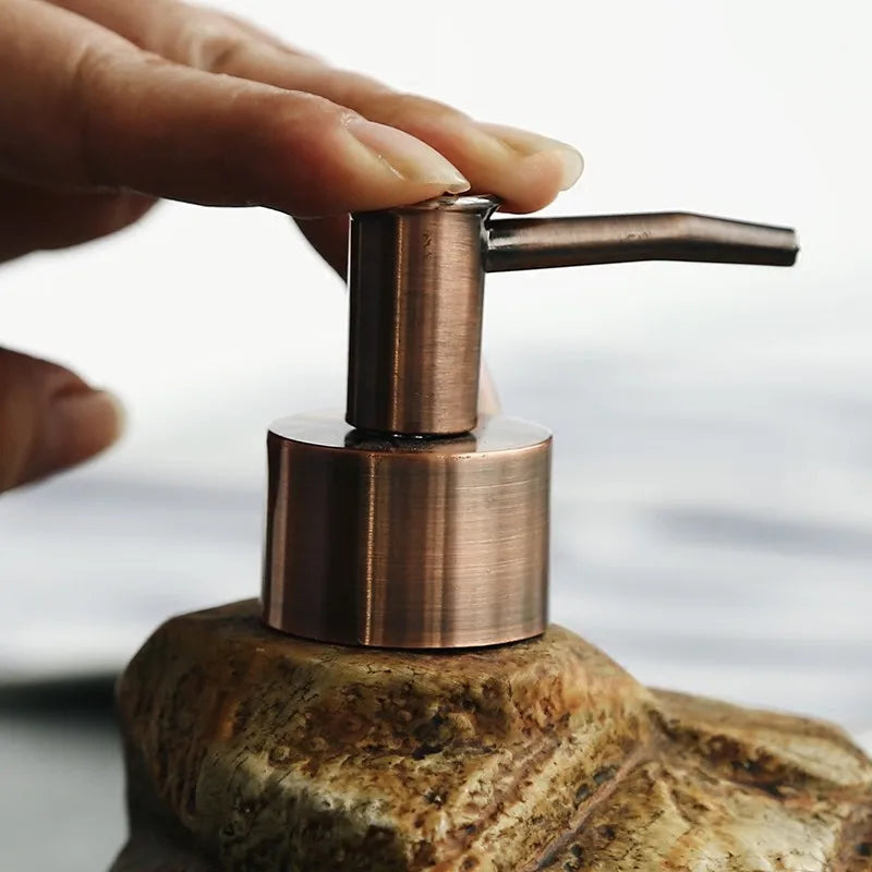 Volcanic Stone Soap Dispenser With Matte Bronze Pump 11647634407692-1