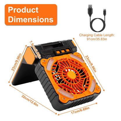 1Pc Solar Camping Fan With LED Lantern 5200mAh Rechargeable Battery Operated Portable Fan With Emergency Power Bank 4 Wind Speeds 3 Light Modes 3 Timers For Hiking Fishing Travel 9004234899676-1
