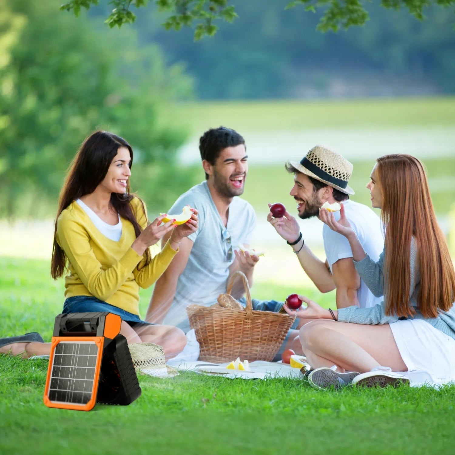 1Pc Solar Camping Fan With LED Lantern 5200mAh Rechargeable Battery Operated Portable Fan With Emergency Power Bank 4 Wind Speeds 3 Light Modes 3 Timers For Hiking Fishing Travel 9004234899676-1