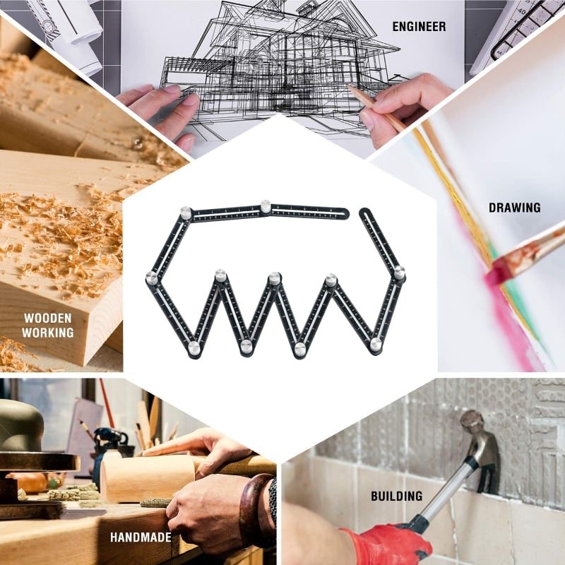 Aluminum Alloy Multi Angle Measuring Ruler Template Adjustable Tool 9824343982382-1