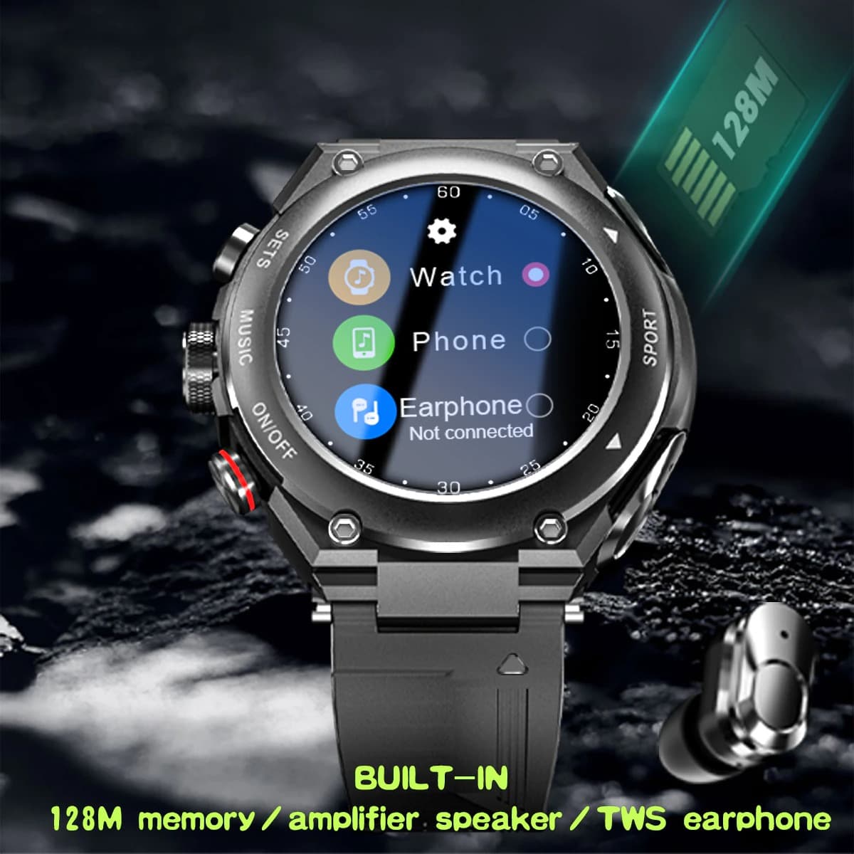 Smartwatch With Wireless Earphones Bluetooth Calls Fitness Tracker Waterproof 9827326230830-1
