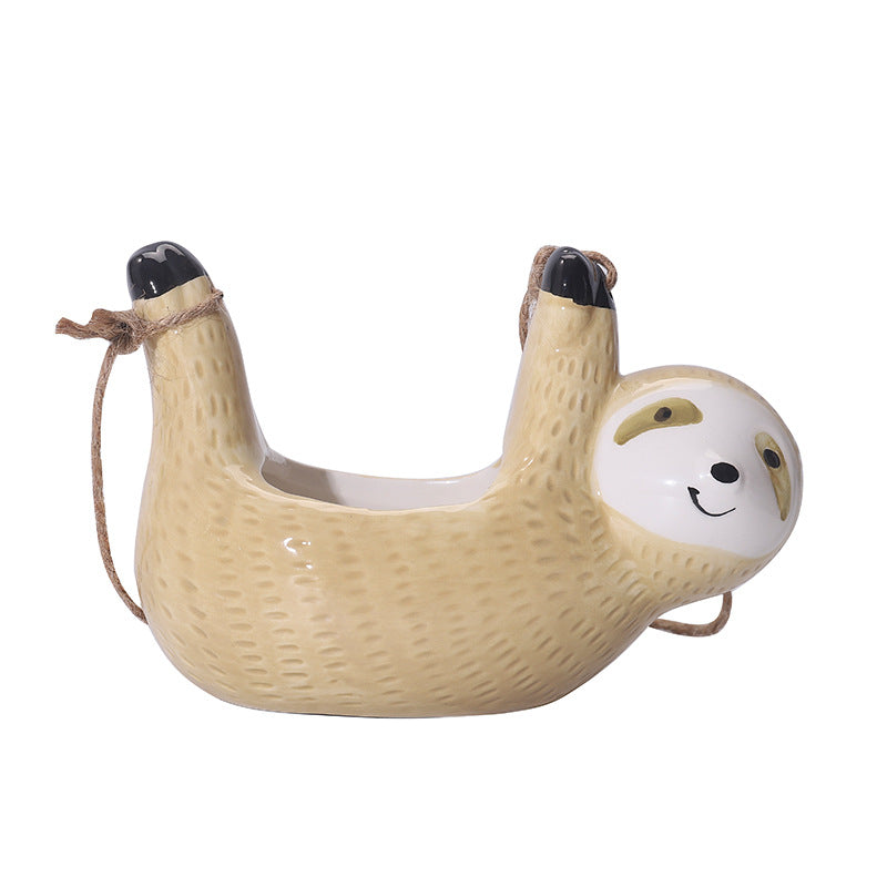 Sloth Hanging Ceramic Wall Vase 14815618498886-1
