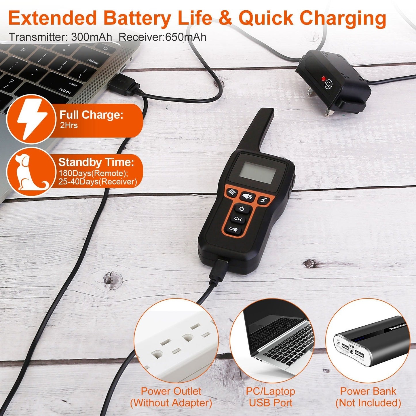 Train Collar OR Receiver Only Options - 3280FT Dog Training Collar IP67 Waterproof Pet Beep Vibration Electric Shock Collar 3 Channels Rechargeable Transmitter Receiver Trainer With Flashlight 9065885991132-1