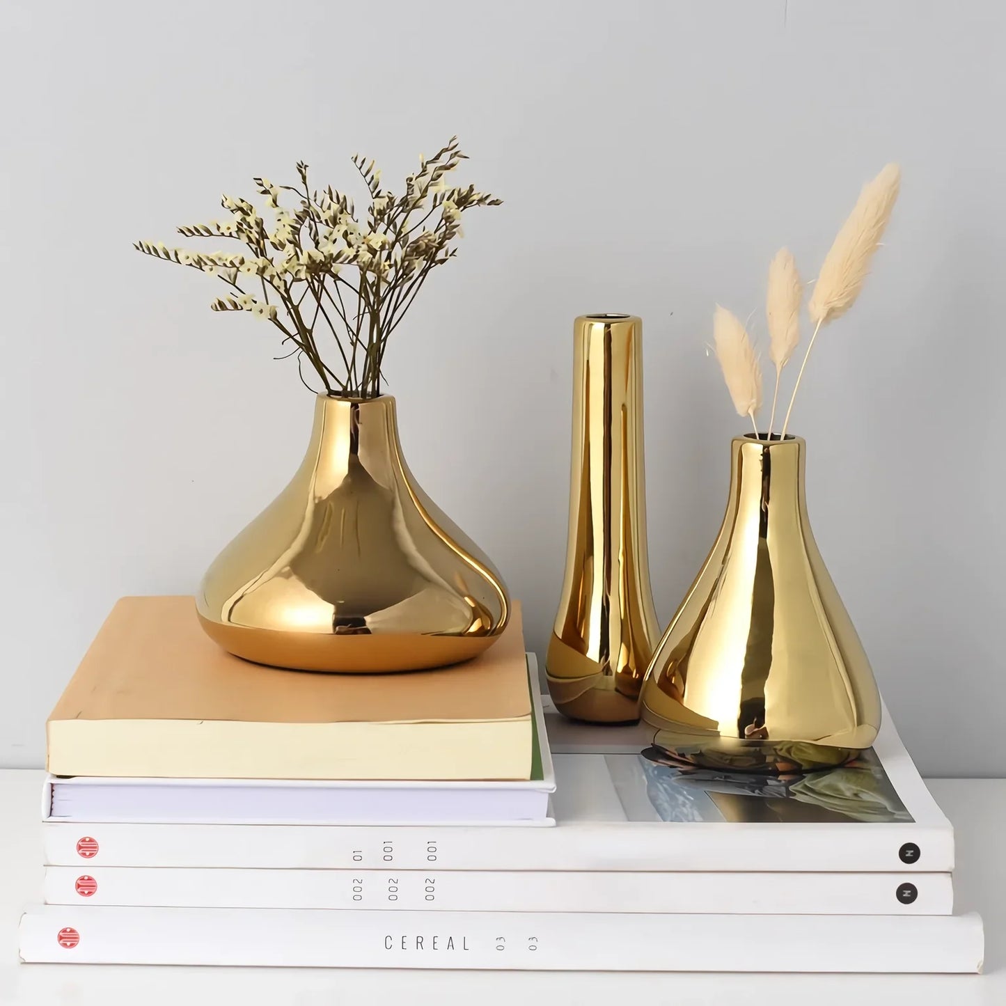 Nordic Style Gold Ceramic Vase – Elegant Dry Flower And Water Plant Display 14815657034054-1
