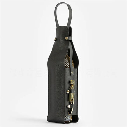 Genuine Leather Bottle Carrier With Snap-Button Closure 11661478461708-1