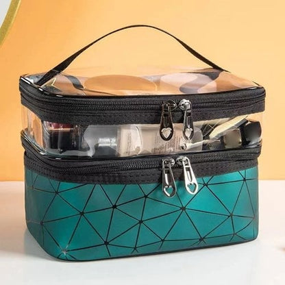 Double Layer Transparent Cosmetic Makeup Bag With Zipper Travel Organizer 8512797475118-1