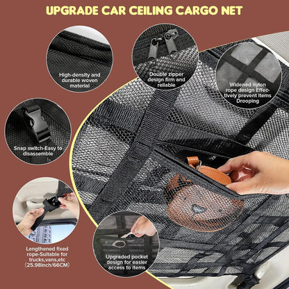 Upgrade Car Ceiling Cargo Net Pocket 10056776450350-1