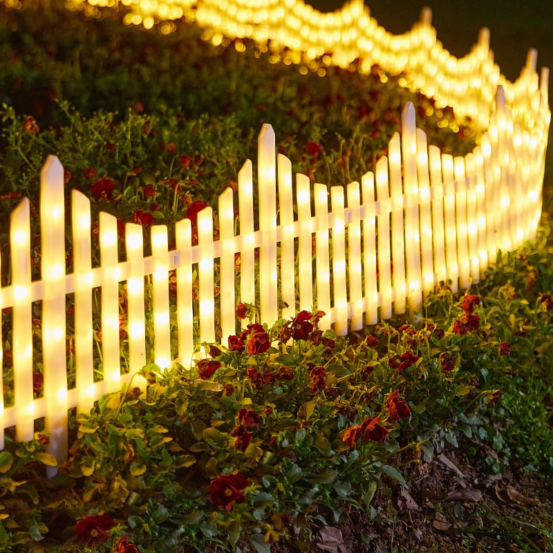 5 Pack Wave-Shaped Solar LED Lighted Garden Fence 9582323859758-1