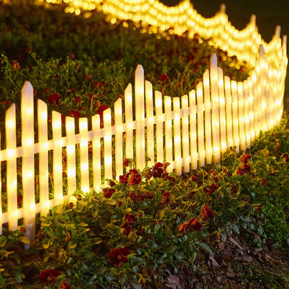 5 Pack Wave-Shaped Solar LED Lighted Garden Fence 9582323859758-1