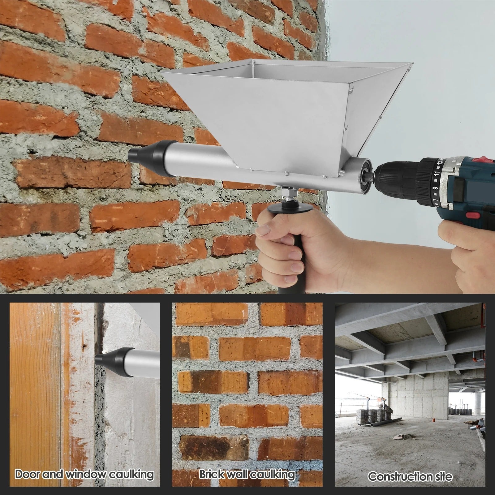 Electric Mortar Grout Gun - Caulking Applicator with 4 Nozzles