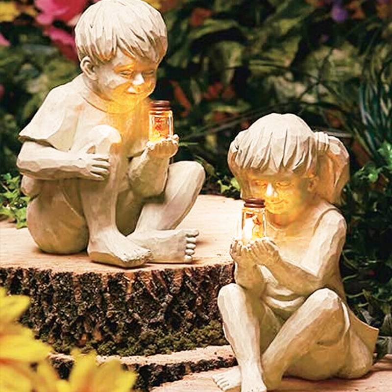 Ethan and Emma with Fireflies Garden Statue 6646595682458-1