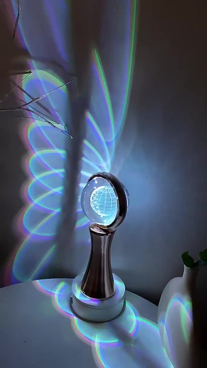 3D Crystal Globe Rotating Night Light RGB Charging Modern Simple Projection Atmosphere Light 9687195189550-1