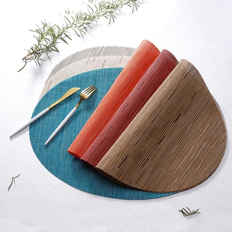 Eco-Friendly Bamboo Oval Table Placemats Heat-Resistant Washable Dining Mats 14815677579590-1