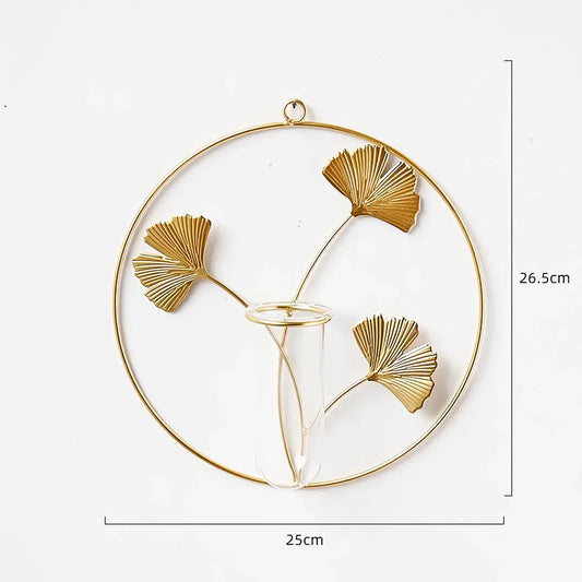 Elegant Gold Iron Wall-Mounted Hydroponic Flower Pot 14815630524742-1